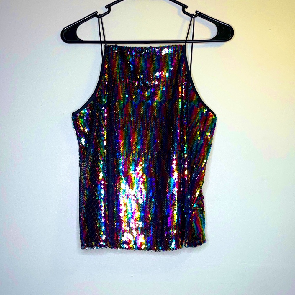 Rainbow Sequin Tank Top - New W/O Tags - Perfect for Pride & Summer 🌈🪩